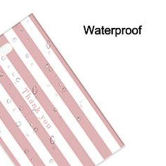 12 Pink and White Stripes Designer Poly Mailer Bags with Handle - Picture 4 of 10